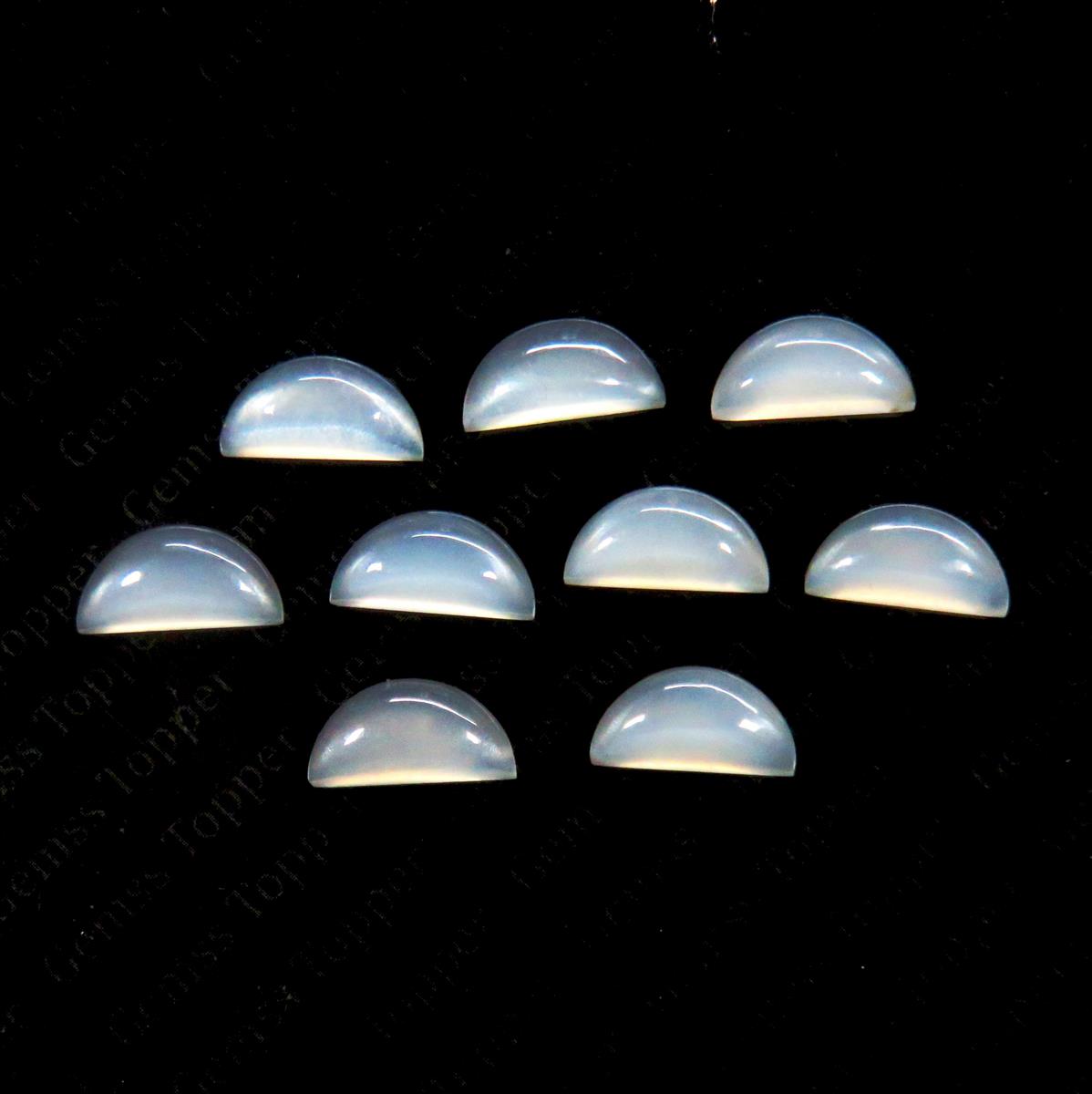 White Moonstone 6x12 mm D Shape Cabochon